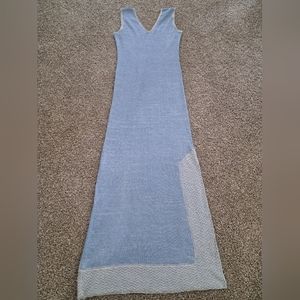 Vintage 1970s 1960s Maxi Floor Length Dress Baby Blue Anne Fogarty